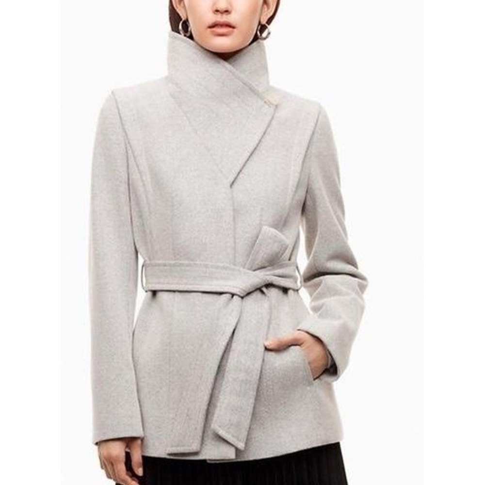 Aritzia Babaton Spencer Coat Heather Grey Virgin Wool Cashmere Blend XS